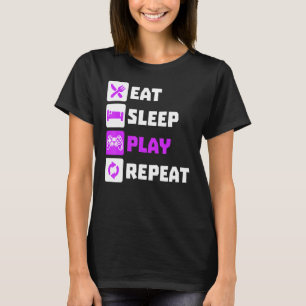Camiseta Excelente Comer Sleep Reproduzir Jogos de Videogam