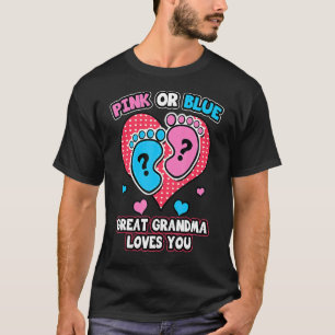 Camiseta Excelente Cor-De-Rosa Ou Azul Vovó Te Ama A Revela