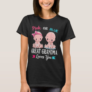 Camiseta Excelente Cor-De-Rosa Ou Azul Vovó Te Ama A Revela