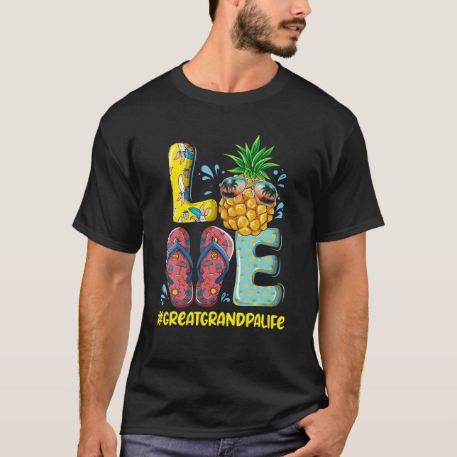 Camiseta Excelente de amor Chinelos de vida Hippie Pineappl (Frente)