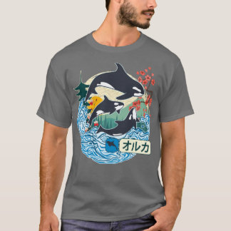 Camiseta Excelente de Baleia Orca Japonesa Wave Kanagawa Ja