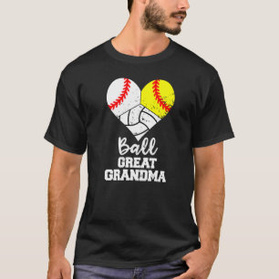 Camiseta Excelente de Bola Vovó Coração Baseball Softball V