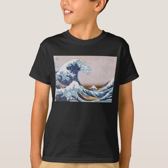 Camiseta Excelente de Tsunami Wave fora de Kanagawa Japão p (Frente)