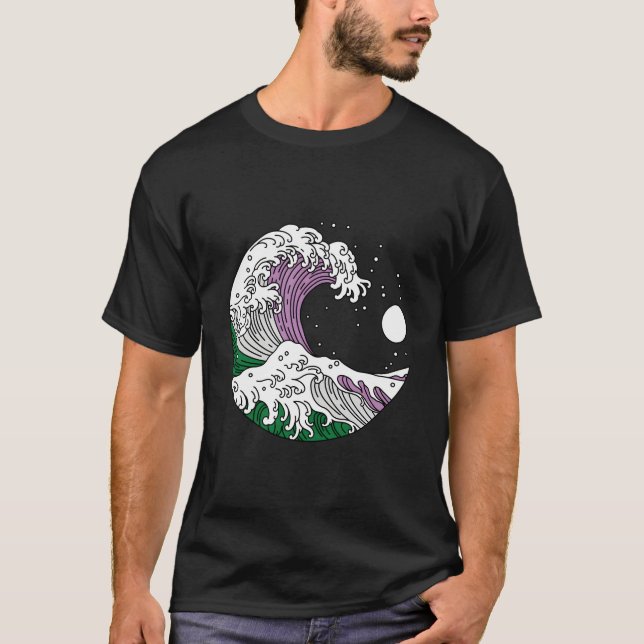 Camiseta Excelente japonês Wave Genderqueer Pride Gender Qu (Frente)