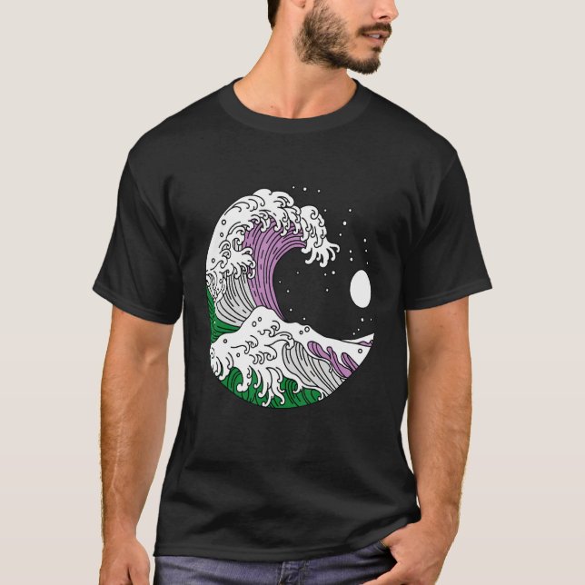 Camiseta Excelente japonês Wave Genderqueer Pride Gender Qu (Frente)