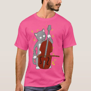Camiseta Excelente Jazz Cat Tocando Cello Double Bass Music