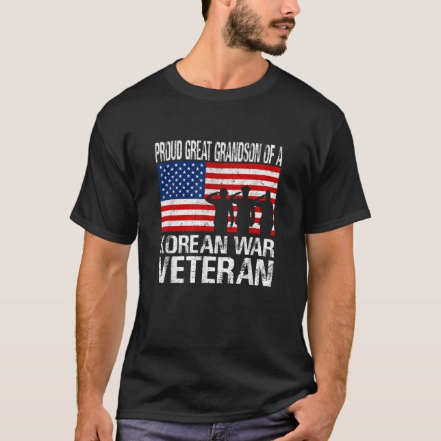 Camiseta Excelente neto orgulhoso de um Veterano da Guerra  (Frente)