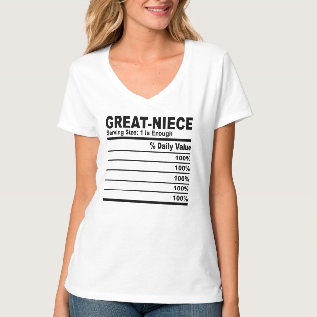 Camiseta Excelente Niece Nutrition Facts Personalizado para (Frente)