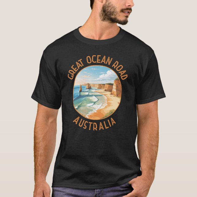 Camiseta Excelente Ocean Road Austrália Distorcida Circular (Frente)