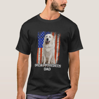 Camiseta Excelente Pirenéus Cachorro Pai Dia Pai Bandeira A