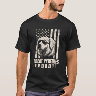 Camiseta Excelente Pirenéus Cachorro Pai Presente Americano