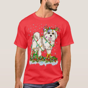 Camiseta Excelente Pirenéus Cão Santa Hat Reindeer Natal Li