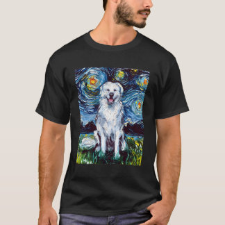 Camiseta Excelente Pirenéus Cheio Versão Starry Night Dog A