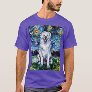 Camiseta Excelente Pirenéus Cheio Versão Starry Night Dog A