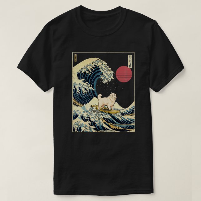 Camiseta Excelente Pirenéus Japonês Kanagawa Ontem Surf Fun (Frente do Design)
