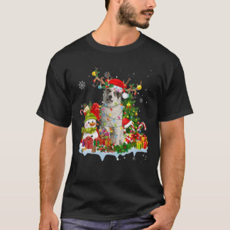 Camiseta Excelente Pirenéus Santa Hat Reindeer Luzes de Nat