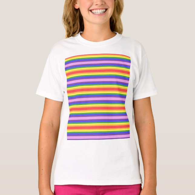 Camiseta Excelente qualidade - Rainbow Stripe Bright Cores (Frente)