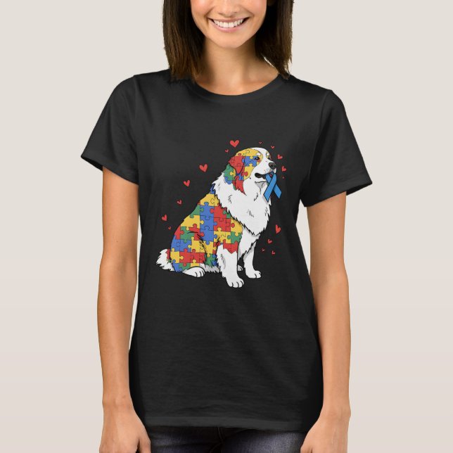 Camiseta Excelente Quebra-cabeça de Pirenéus de Autismo Aut (Frente)