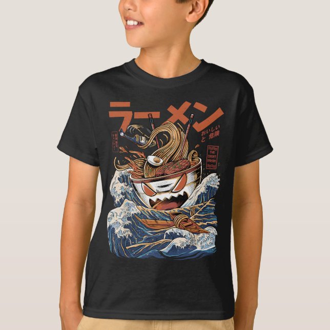 Camiseta Excelente Ramen da Comida Japonesa Kanagawa Kaiju  (Frente)