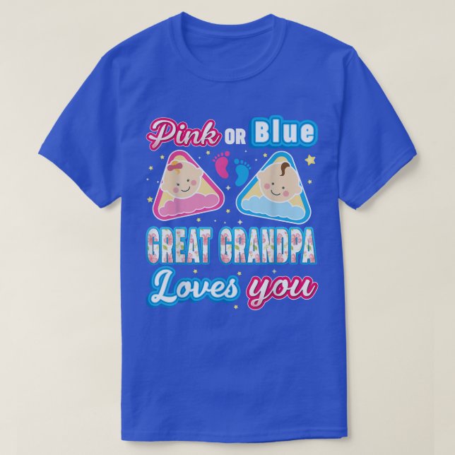 Camiseta Excelente Rosa Ou Azul Vovô Ama Sua Revelação De G (Frente do Design)