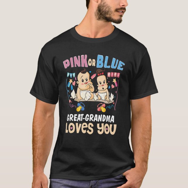Camiseta Excelente rosa ou azul vovó ama você melhor vovô (Frente)