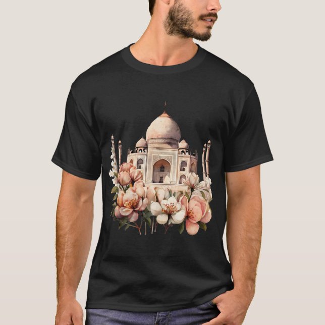 Camiseta Excelente Taj Mahal India com Motif de Visão (Frente)