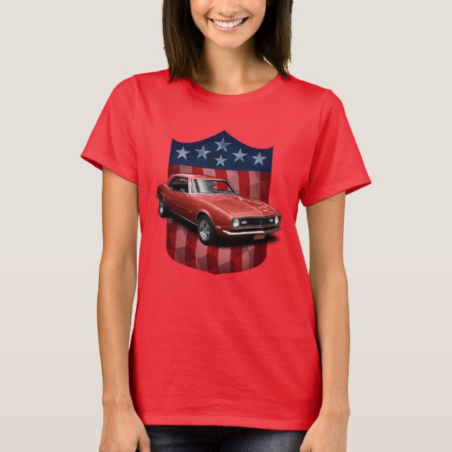 Camiseta excelente Vermelho - Escudo Americano Camaro Senho (Frente)