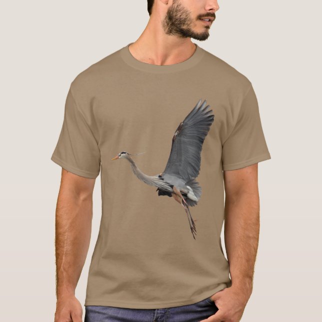 Camiseta Excelente Voador Blue Heron Wildlife Foto (Frente)
