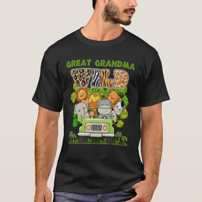 Camiseta Excelente Vovó Selvagem Tema de Zoo Aniversário Ca (Frente)