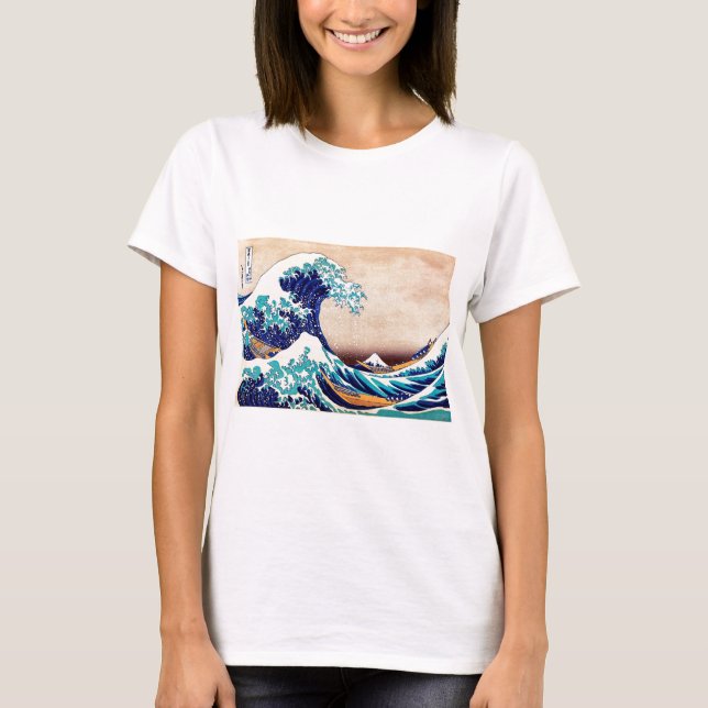 Camiseta Excelente Wave Off Kanagawa Japonês Woodblock Impr (Frente)