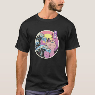 Camiseta Excelente Wave Retro Japonês Vaporwave Cat 90