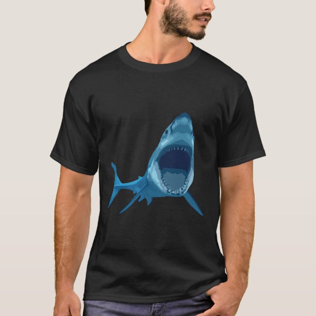 Camiseta Excelente White Shark Angry Open Mouth Illustratio (Frente)