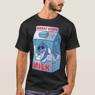 Camiseta Excelente White Shark Milk Bo Carton Pack Engraçad