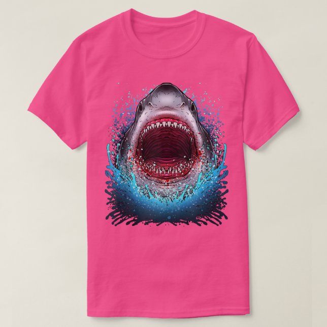Camiseta Excelente White Shark Open Mouth Teeth Beach Ocean (Frente do Design)
