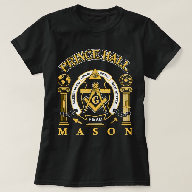 Camiseta Excelentes Mason Masonic Prince Hall Presidentes (Frente do Design)