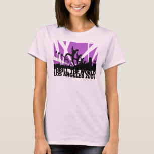 Camiseta Excite o rosa 2009 do ~ de Los Angeles do mundo