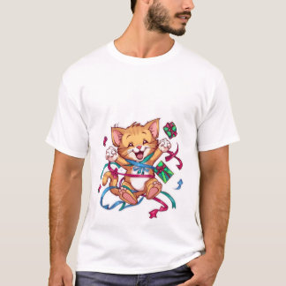 Camiseta Excited Kawaii Ginger Cat Birthday Celebration✨🎉