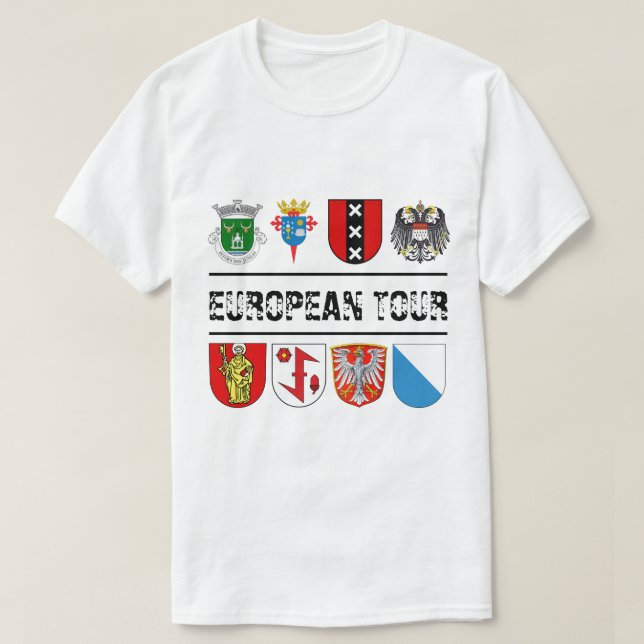 Camiseta Excursão européia personalizada da brasão (Frente do Design)