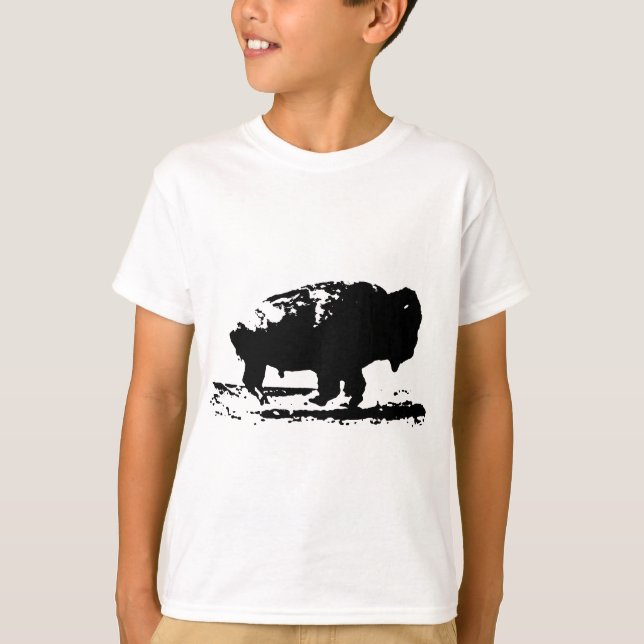Camiseta Executando Buffalo Bison Pop Art (Frente)