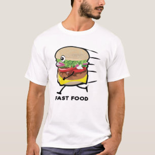 Camiseta Executando Comida Rápida - Design de Burger Engraç