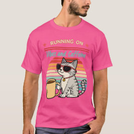 Camiseta Executando em Vibes & Caffeine - Legal Cat Retro