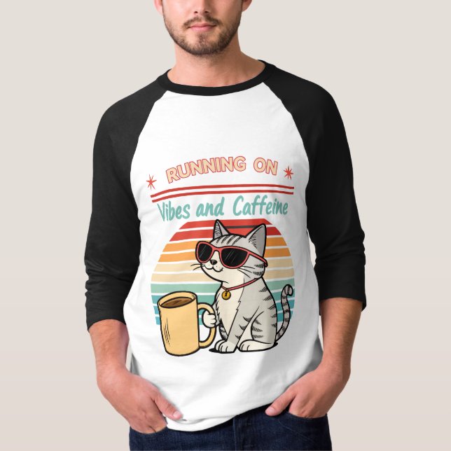 Camiseta Executando em Vibes & Caffeine - Legal Cat Retro (Frente)