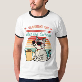 Camiseta Executando em Vibes & Caffeine - Legal Cat Retro