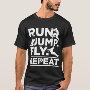 Camiseta Executando o Atleta pulando Freerunner Run Jump Fl