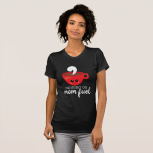 Camiseta Executando o script MOM FUEL de café vermelho