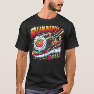 Camiseta Executando Rolls Sushi Funny Graphic s 1