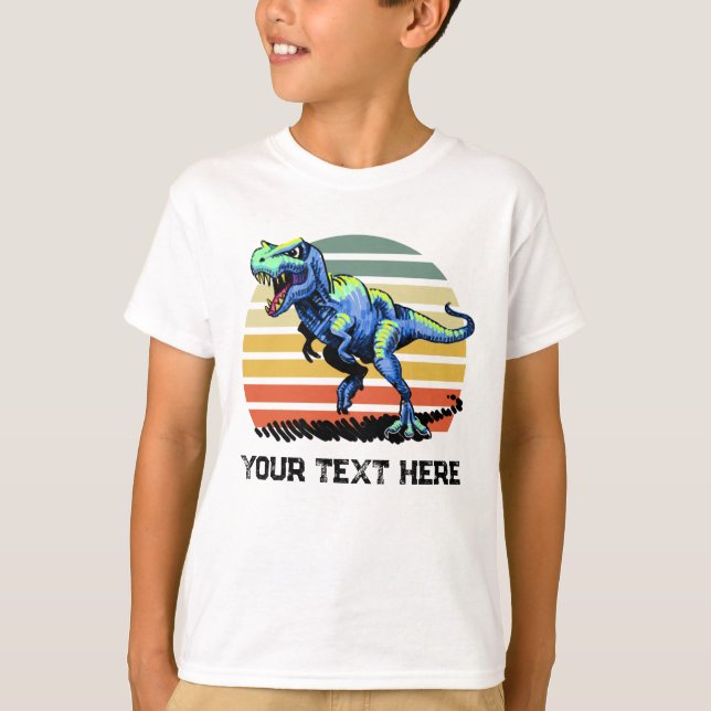 Camiseta Executando T-Rex T-shirt de texto personalizada (Frente)