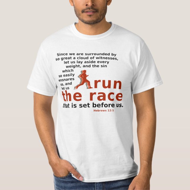 Camiseta Executar a t-shirt Race Hebrews 12:1 (Frente)