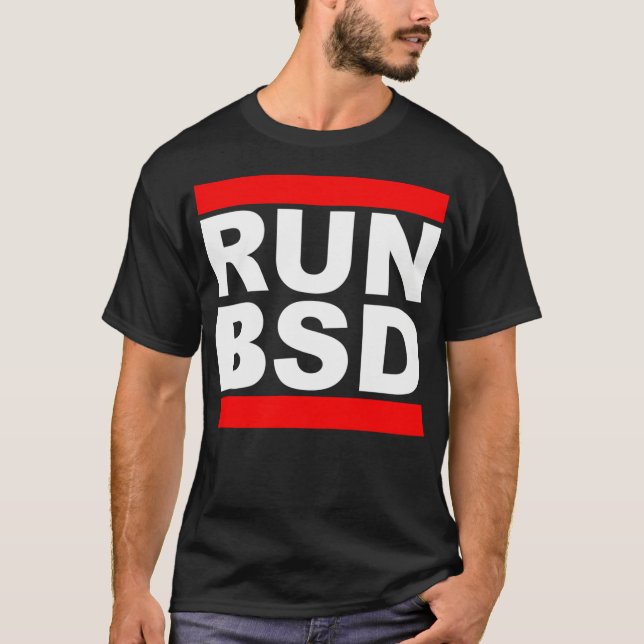 Camiseta Executar Bsd - Design Branco Legal Para Hackers Un (Frente)