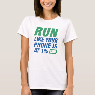 Camiseta Executar Como Se Seu Telefone Estivesse Em 1%
